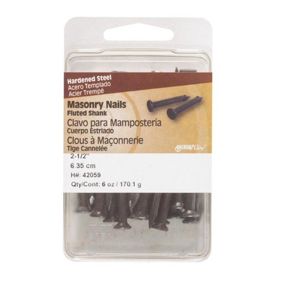 Hillman 42059 6 oz Masonry Fluted Steel Nails 2.5 in. - pack of 5 50868